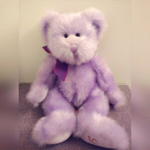 Russ berrie  15" teddy bear plush Lavender love on purple paw Valentine's day